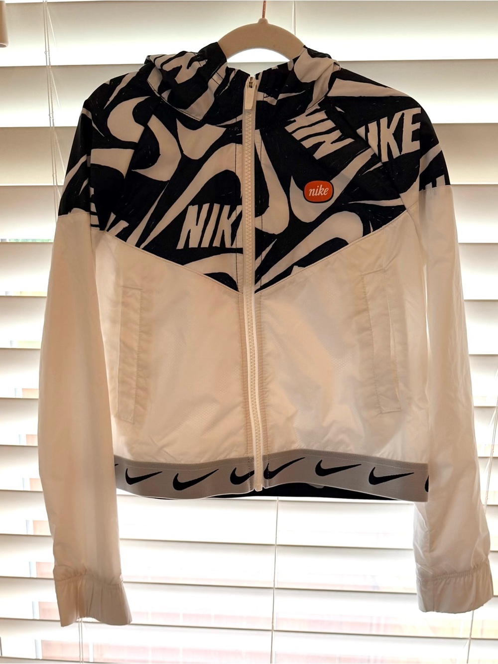 Nike Black & White Swoosh Print Hooded Jacket